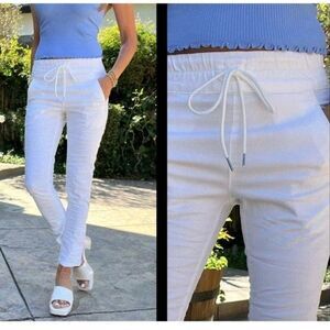 Bevy Flog Pants Shely Drawstring Pull On Women's Size 27 Beige Casual Modern